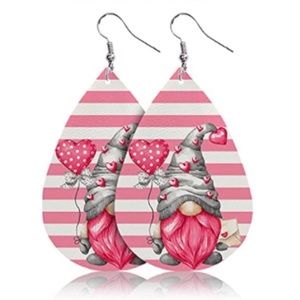 Valentine’s Day Gnome Faux Leather Earrings